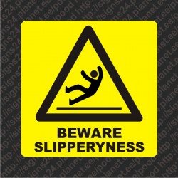 Self adhesive Beware of the risk of slipperiness sign sticker