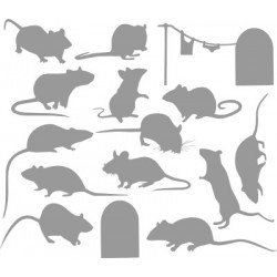 Kleebitavad hiired 13tk ja 2 urgu - kleebitav seinadekoratsioon seina kleebis