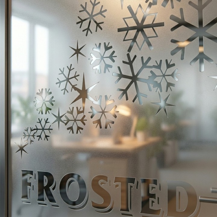 Kliendi disainiga Dusted/Frosted kleebis akendele ja klaaspindadele