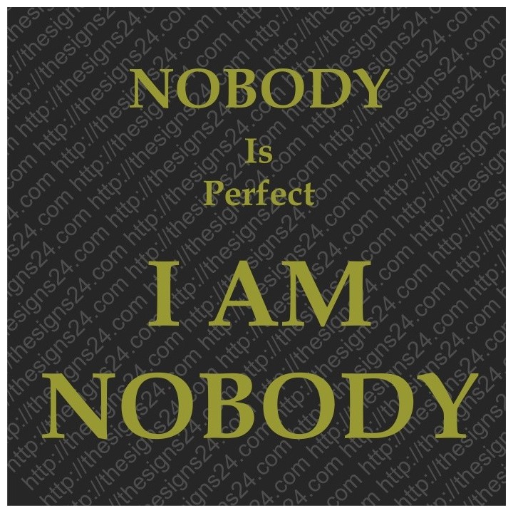 Nobody Is Perfect I Am Nobody - trükk kangale riidele