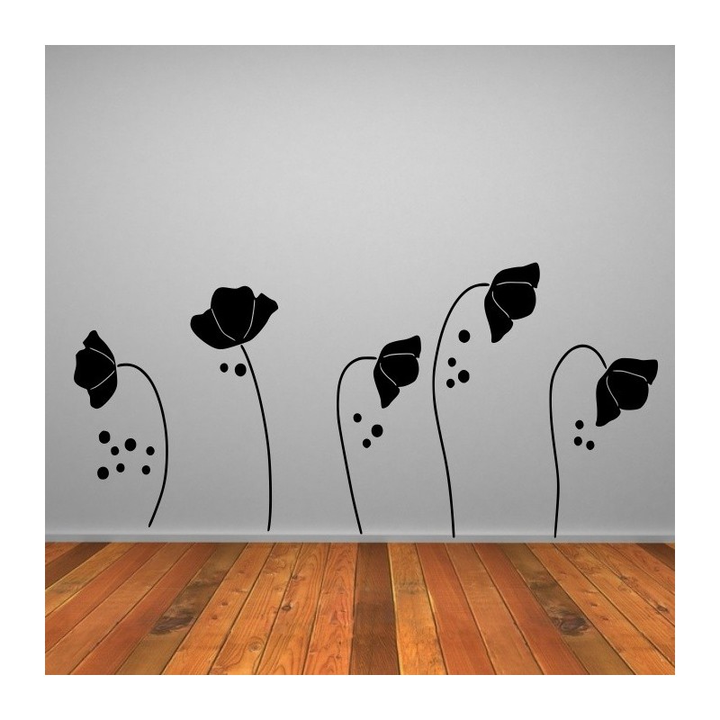 Poppy Flower Silhouettes  - self adhesive wall decoration sticker