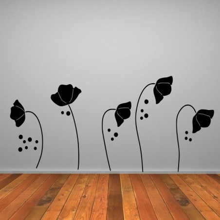 Poppy Flower Silhouettes  - self adhesive wall decoration sticker