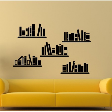 Bookshelves silhouette decals v2 - self adhesive wall decoration stickers