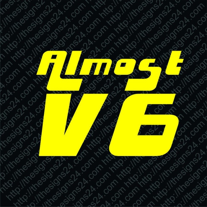 Almost V6 - vinyl car decal, bumper sticker