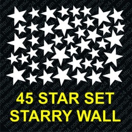 45 stars set for starry wall, self adhesivea stars