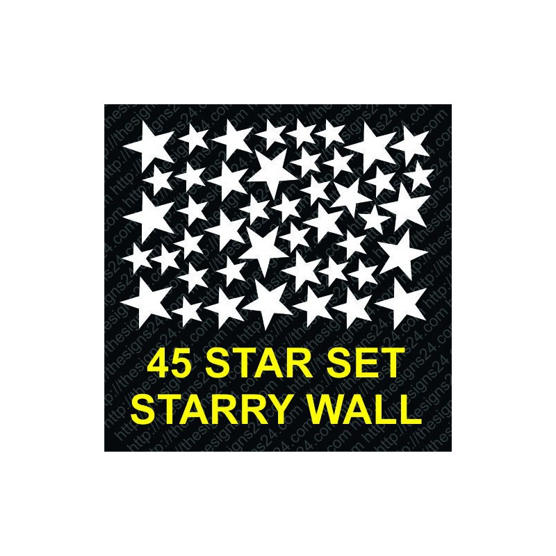 45 stars set for starry wall, self adhesivea stars