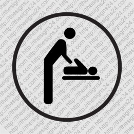 An adhesive label or a door sticker indicating an area or a room for changing baby diapers.
