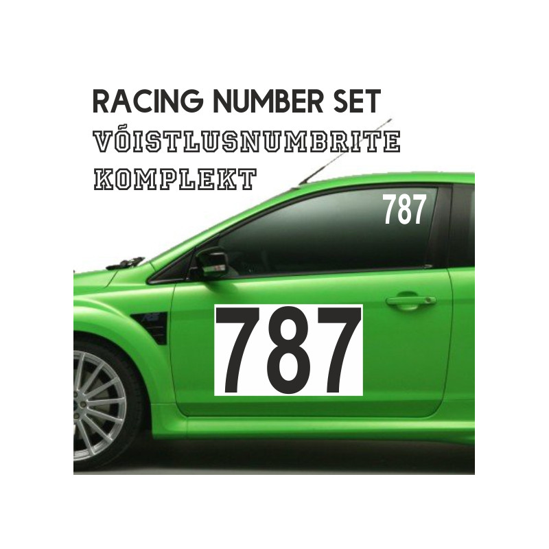 Auto Võistlusnumbrite komplekt, kleebitavad võistlejanumbrid autole