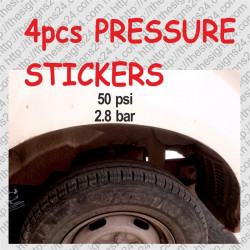Tire pressure stickers with for trucks, trailers, cars, tractors etc