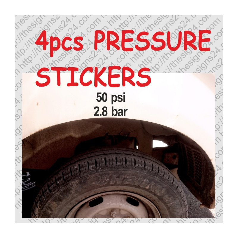 Tire pressure stickers with for trucks, trailers, cars, tractors etc