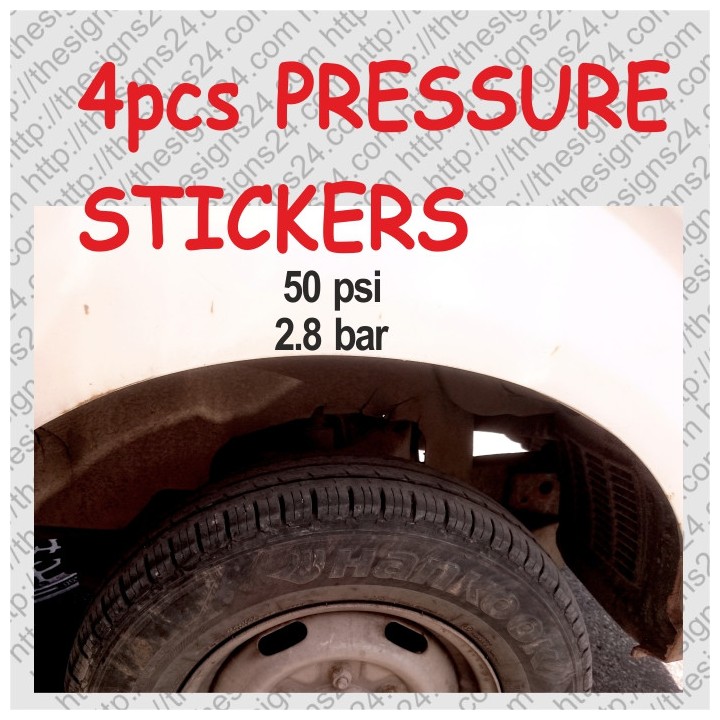 Tire pressure stickers with for trucks, trailers, cars, tractors etc