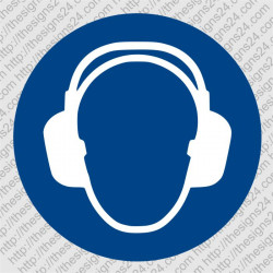 WEAR HEARING PROTECTION OR EAR PROTECTION - ISO MANDATORY SAFETY LABLE