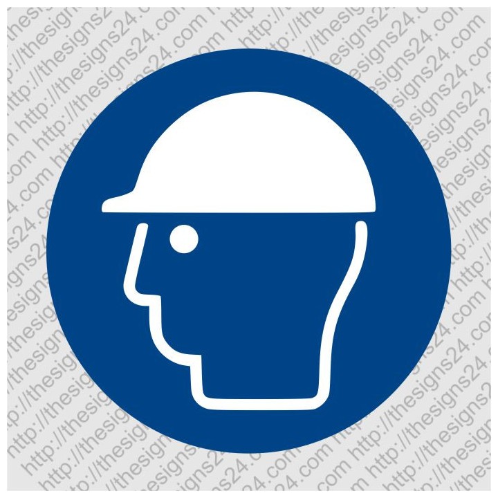 WEAR HELMET WEAR HEAD PROTECTION - ISO MANDATORY SAFETY LABLE