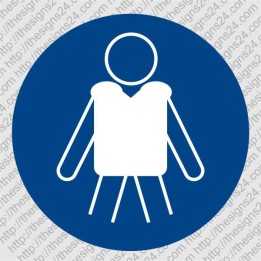 WEAR A LIFE JACKET A PERSONAL FLOATATION DEVICE- ISO MANDATORY SAFETY LABLE