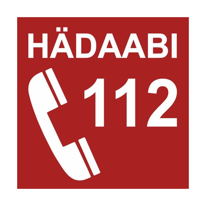 ESTONIAN EMERGENCY NUMBER SELF ADHESIVE SAFETY SIGN LABEL