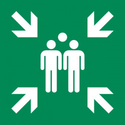 Assembly point location sticker ISO 7010 E007