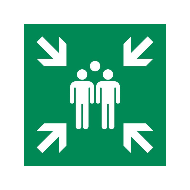 Assembly point location sticker ISO 7010 E007