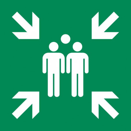 Assembly point location sticker ISO 7010 E007