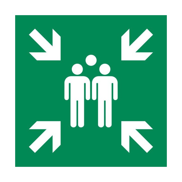 Assembly point location sticker ISO 7010 E007