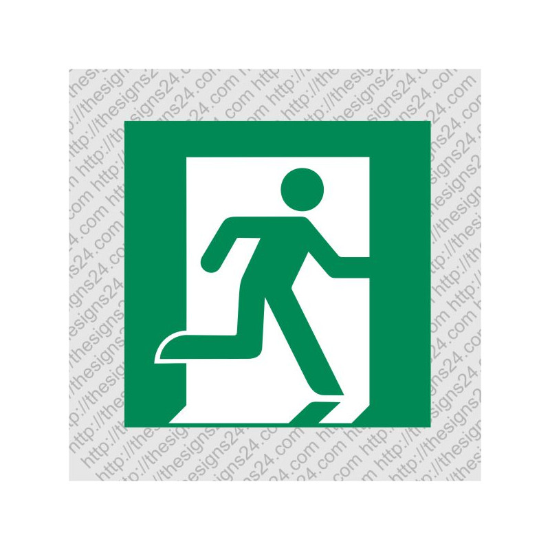 Häda väljapääs paremale kleebis ISO 7010 E002