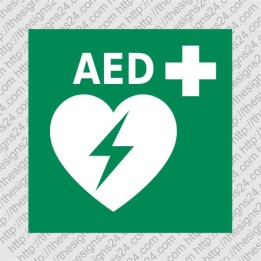 AED defibrillaatori asukoha ISO kleebis