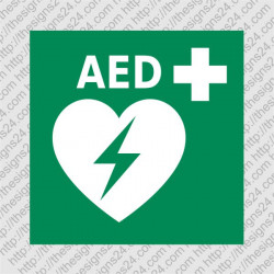 AED defibrillator location sticker ISO 7010 E010