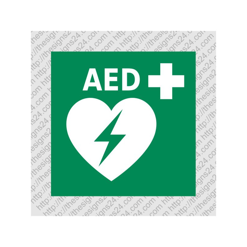 AED defibrillaatori asukoha ISO kleebis
