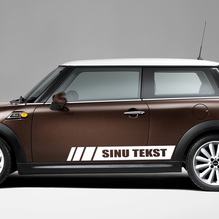Car side decal with custom text 2 pcs mini cooper