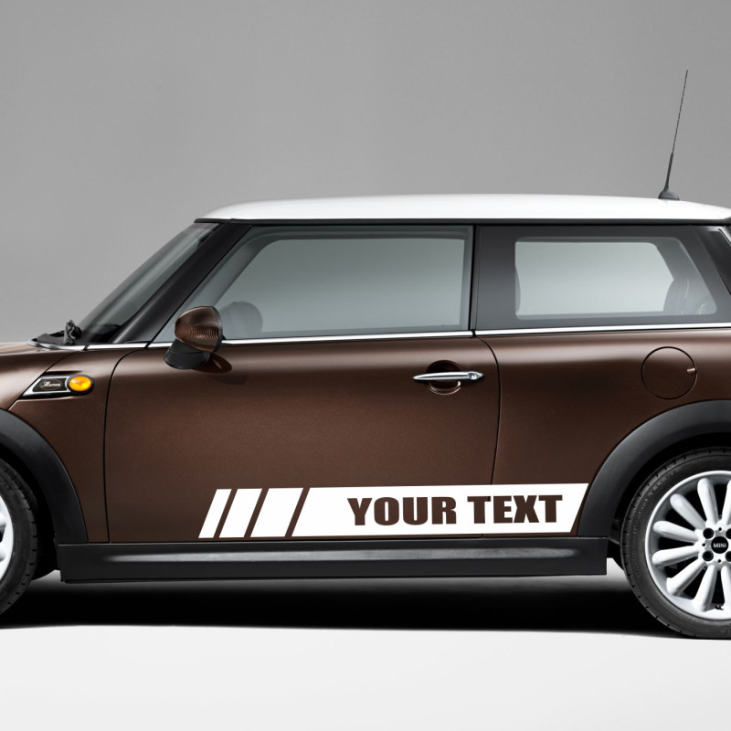Auto külje disainkeebis oma tekstiga 2tk komplektis Mini Cooper