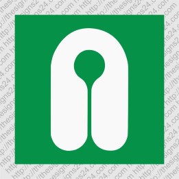 PÄÄSTEVESTI ASUKOHA KLEEBIS (ISO 7010 E044) – ohutusmärgis paadile ja sadamasse