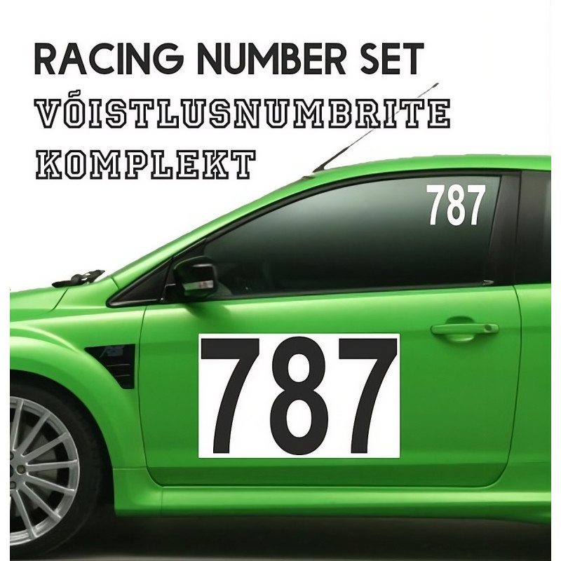 Auto Võistlusnumbrite komplekt, kleebitavad võistlejanumbrid autole
