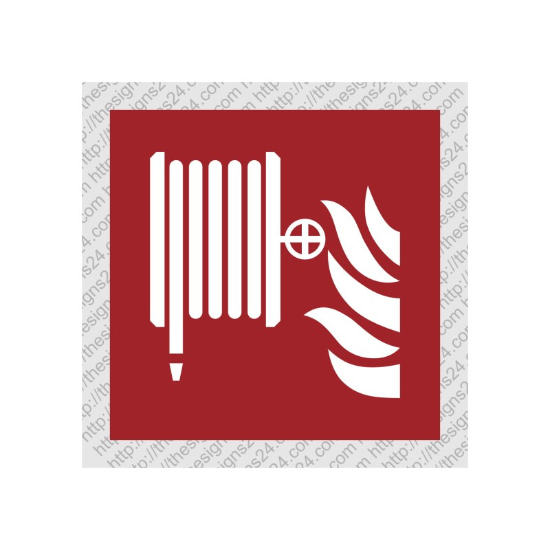 ISO 7010 fire hose symbol sticker (F002)