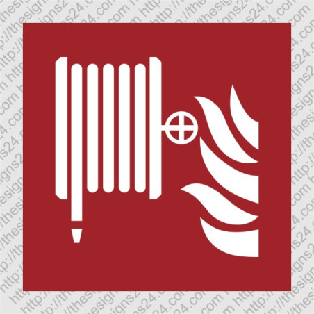 ISO 7010 fire hose symbol sticker (F002)
