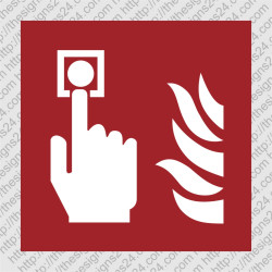 FIRE ALARM CALL POINT STICKER (ISO 7010 F005) – safety sign for buildings and workplaces