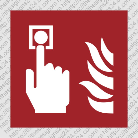 FIRE ALARM CALL POINT STICKER (ISO 7010 F005) – safety sign for buildings and workplaces