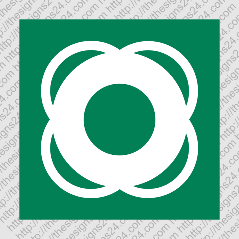 LIFEBUOY LOCATION STICKER (ISO 7010 E040) – safety sign for boats and waterfront areas