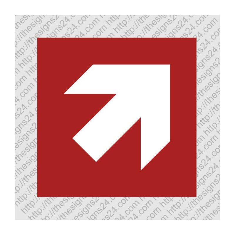 direction arrow 45 dergrees red evacuation safety sticker