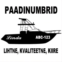 Paadinumbrid, jeti numbrid, paadi nr kleepsud, väikelaeva nr ja registreerimisnumbrid kaatrile