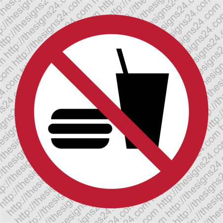 NO EATING OR DRINKING (ISO 7010 P022) – prohibition safety sign