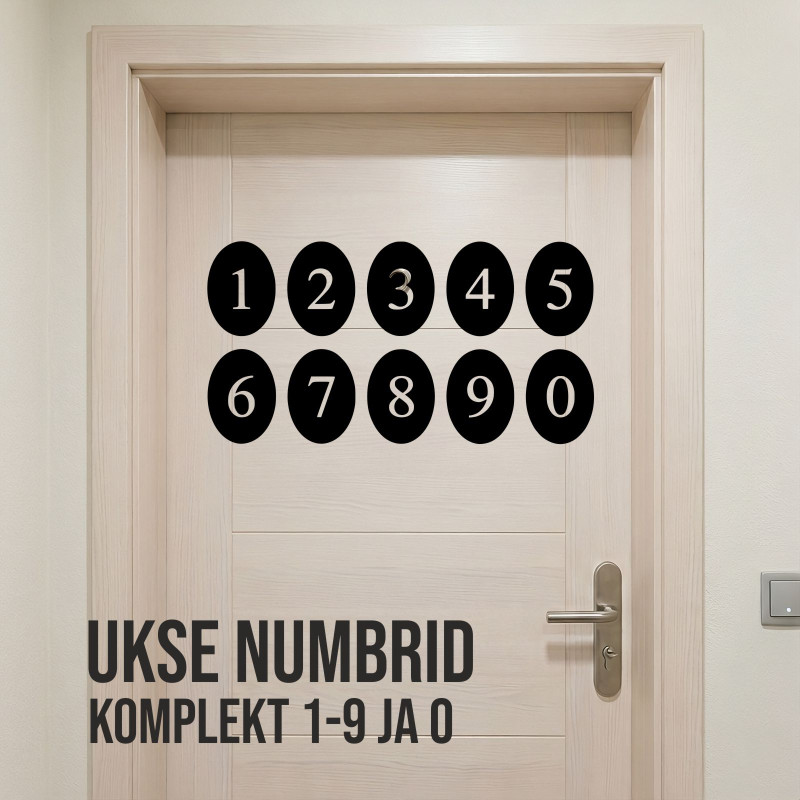 door number stickers 0-9 applied on apartment door