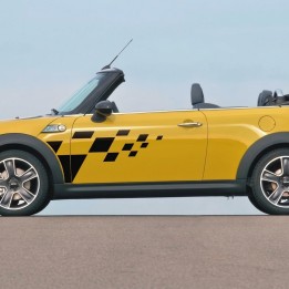 Ruuduline küljekleebis sõiduautole Mini Cooper